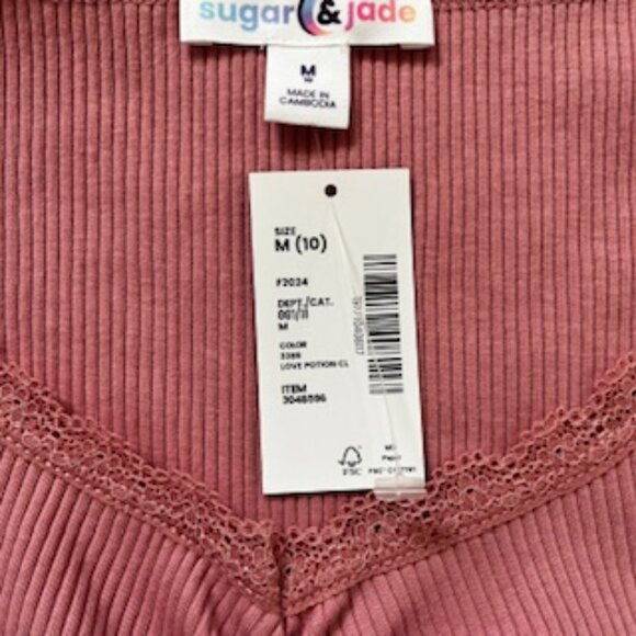 🧡3/15 NWT Sugar & Jade Pink Top Girls M 10 - Picture 3 of 7
